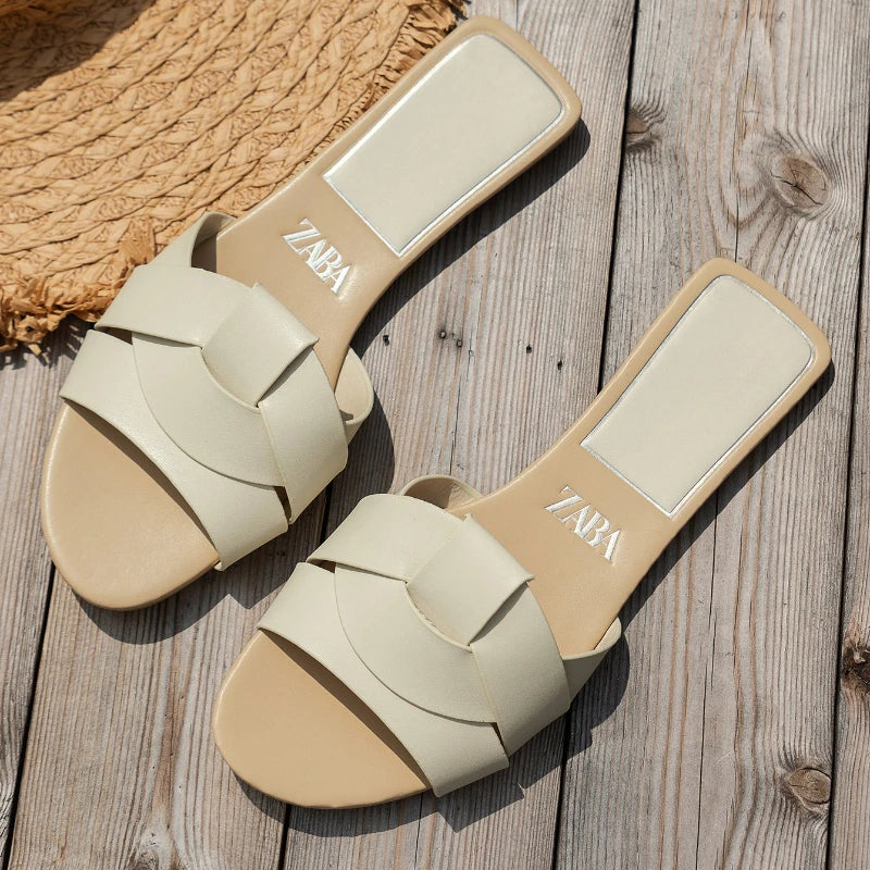 Sandalias Planas Tejidas Mujer — Lujo Casual Verano