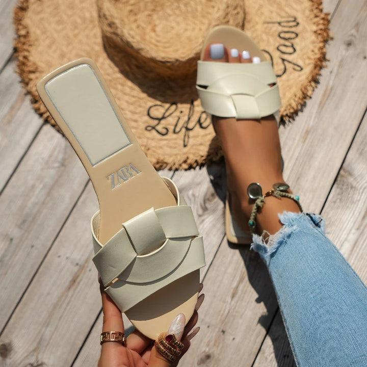 Sandalias Planas Tejidas Mujer — Lujo Casual Verano