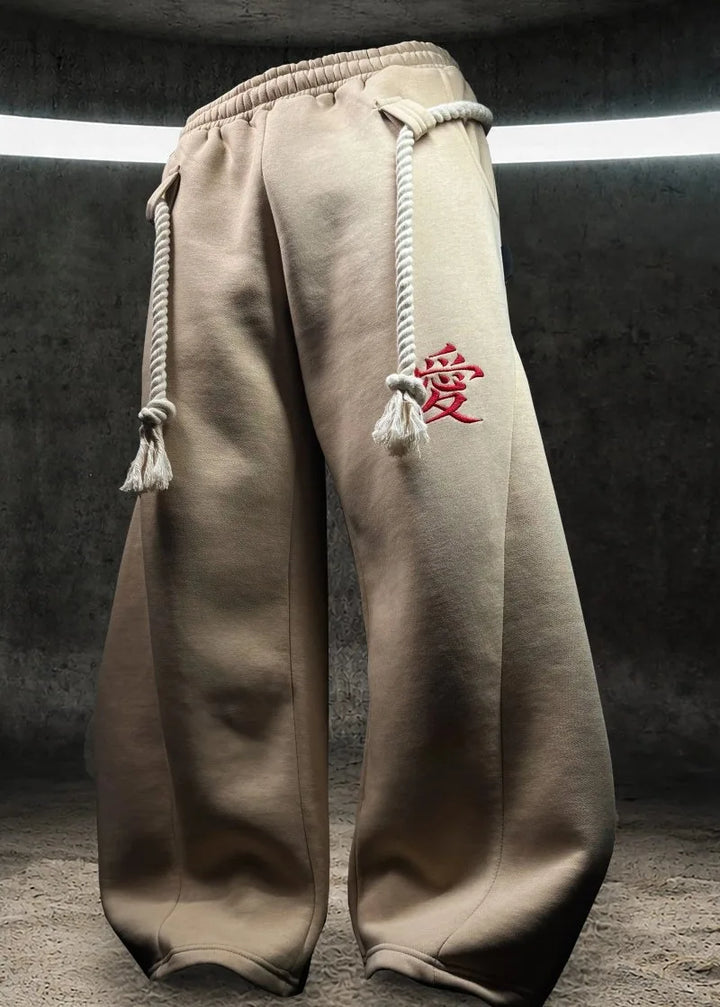 Pantalones Holgados Y2K Harajuku | Bordado Kanji Love | Darez Wear