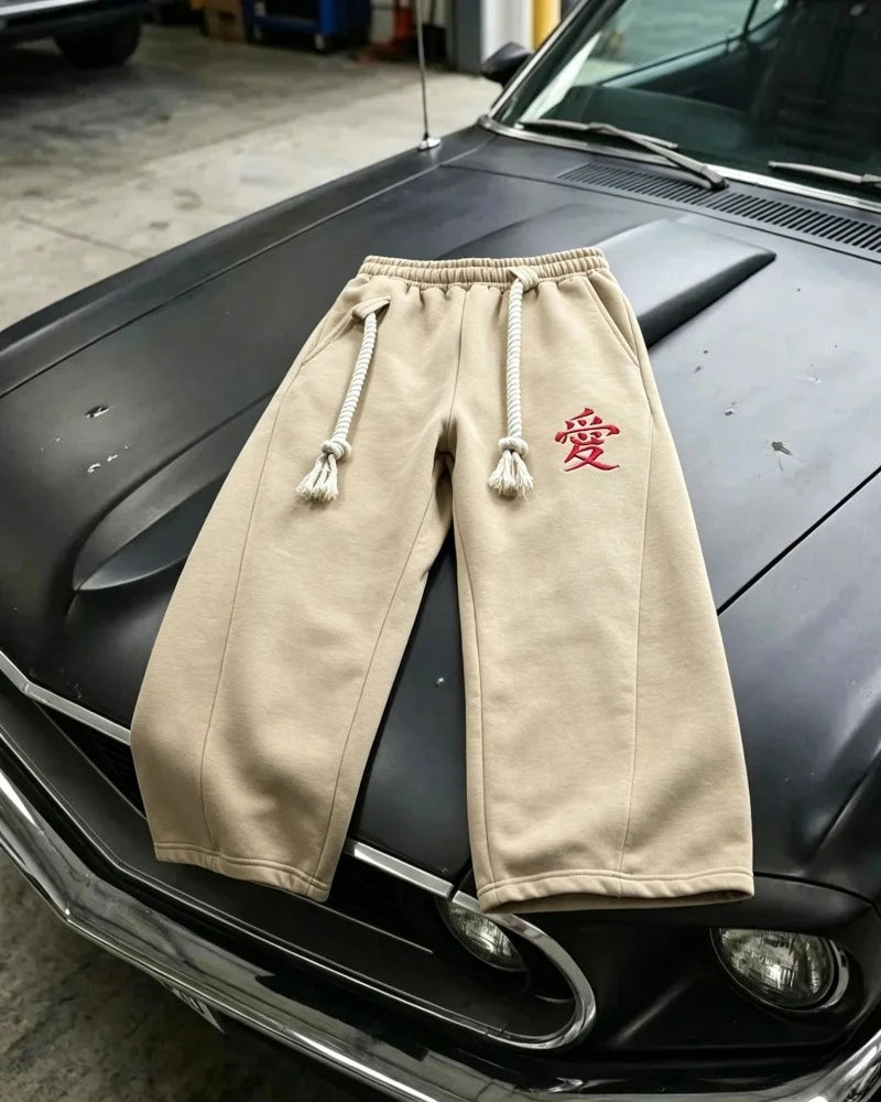 Pantalones Holgados Y2K Harajuku | Bordado Kanji Love | Darez Wear