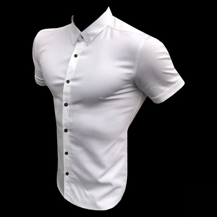 Camisa Manga Corta Ajustada Hombre — Verano Lujo