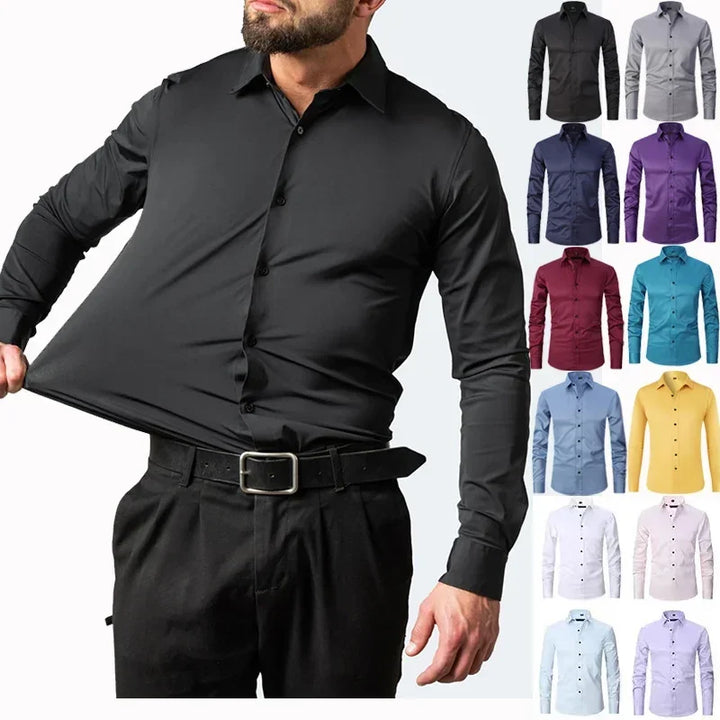Camisa Elástica Hombre — Sin Planchado Multicolor