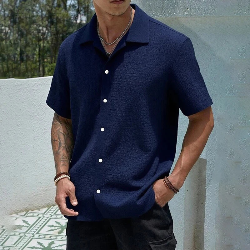 Camisa Streetwear Holgada de Manga Corta
