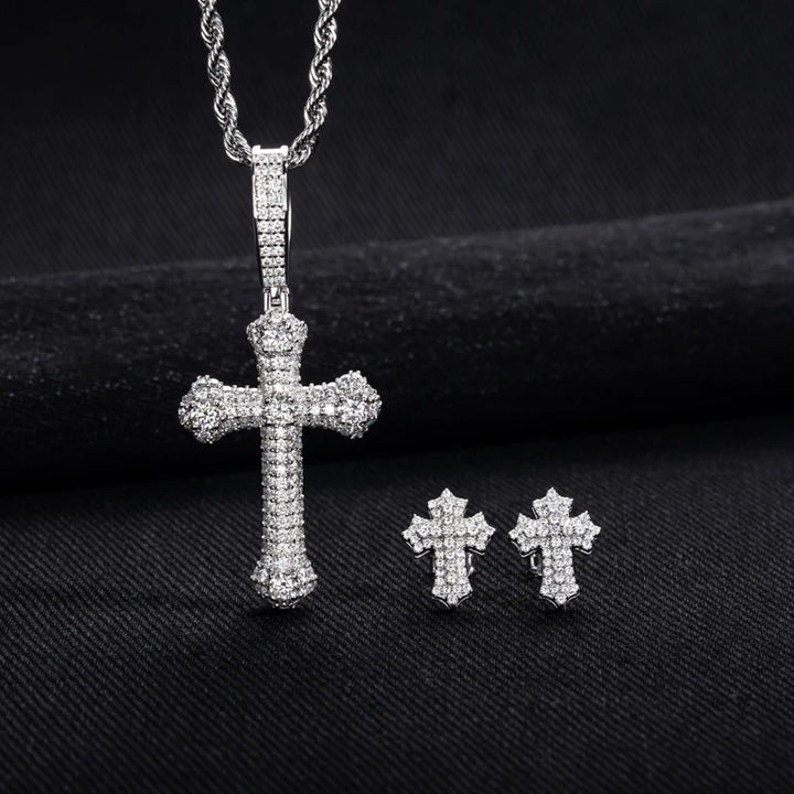 MossanRappr-collar cruzado clásico de moissanita, pendientes de Hip Hop helados para hombres y mujeres, joyería fina de Plata de Ley 925, regalos