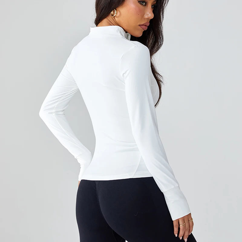 Chaqueta Yoga Mujer — Cremallera Cuello Alto Manga Larga