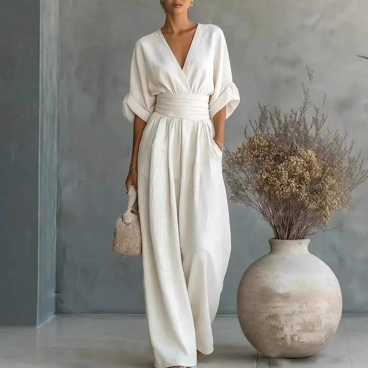 Mono Elegante de Cintura Alta con Escote en V