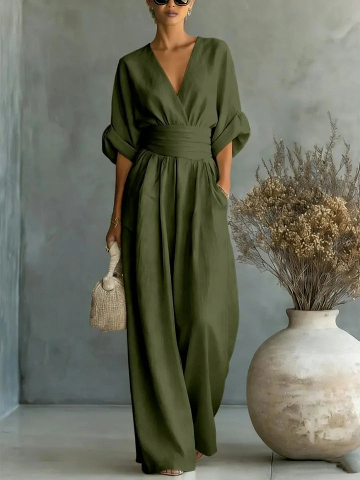 Mono Elegante de Cintura Alta con Escote en V