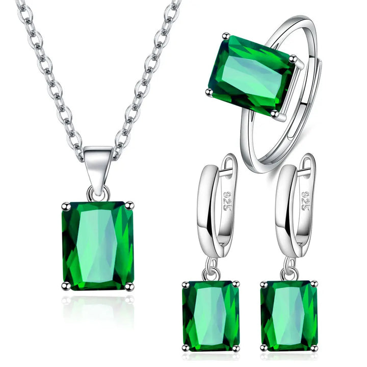 Conjunto Elegante Plata 925 — Anillo, Pendientes y Collar