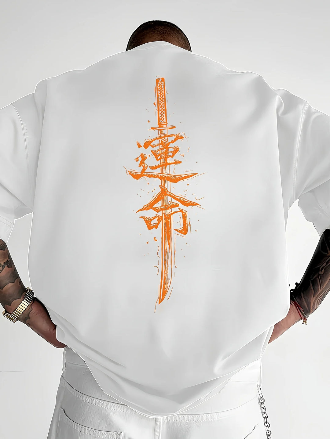 Camiseta de Algodón 100% con Estampado Samurái