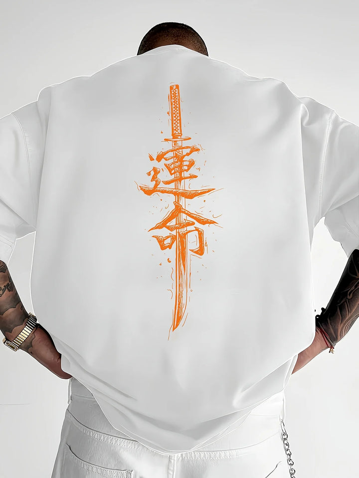 Camiseta de Algodón 100% con Estampado Samurái