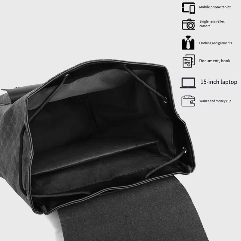 Mochila Cuero PU Hombre — Alta Capacidad Premium