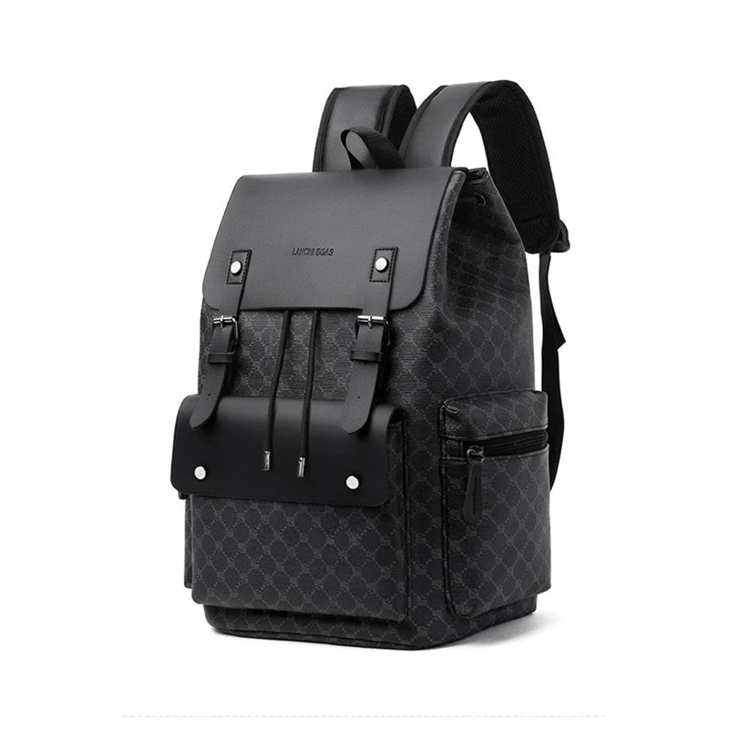 Mochila Cuero PU Hombre — Alta Capacidad Premium