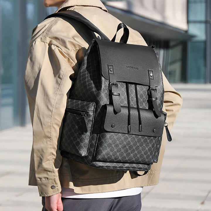 Mochila Cuero PU Hombre — Alta Capacidad Premium