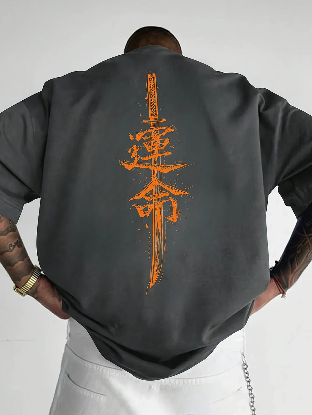 Camiseta de Algodón 100% con Estampado Samurái