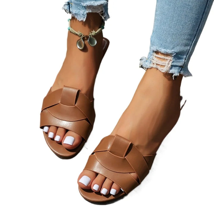 Sandalias Planas Tejidas Mujer — Lujo Casual Verano