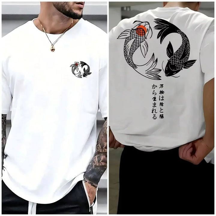 Camiseta Koi Harajuku | Estampado Japonés 100% Algodón