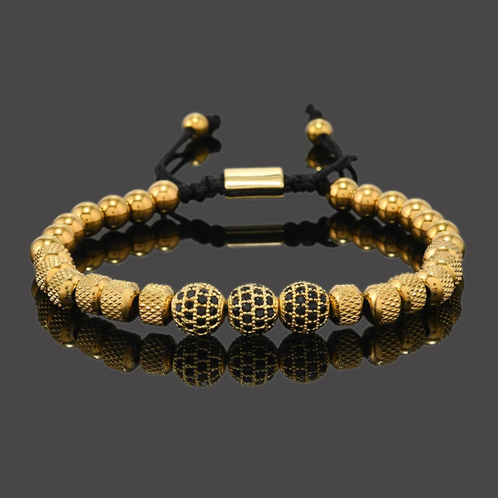 Pulsera Royal CZ Ball | Acero Inoxidable | Joyería de Lujo para Hombre