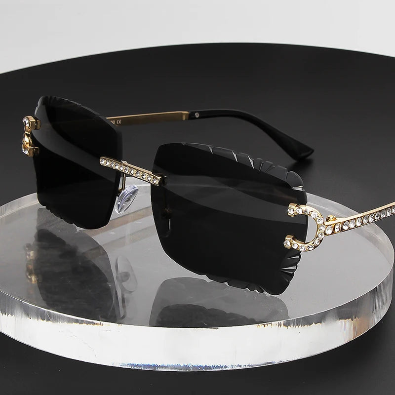 Gafas de Sol Cuadradas Sin Montura | Gemas &amp; Corte Diamante | Darez Wear