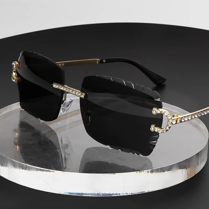 Gafas de Sol Cuadradas Sin Montura | Gemas &amp; Corte Diamante | Darez Wear