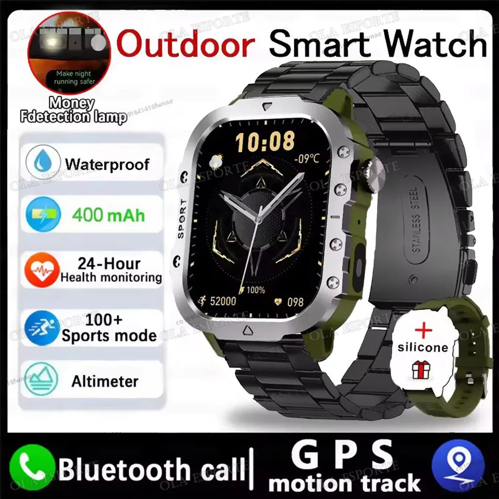 Reloj Inteligente Militar GPS — Linterna IP68 Bluetooth Hombre &amp; Mujer