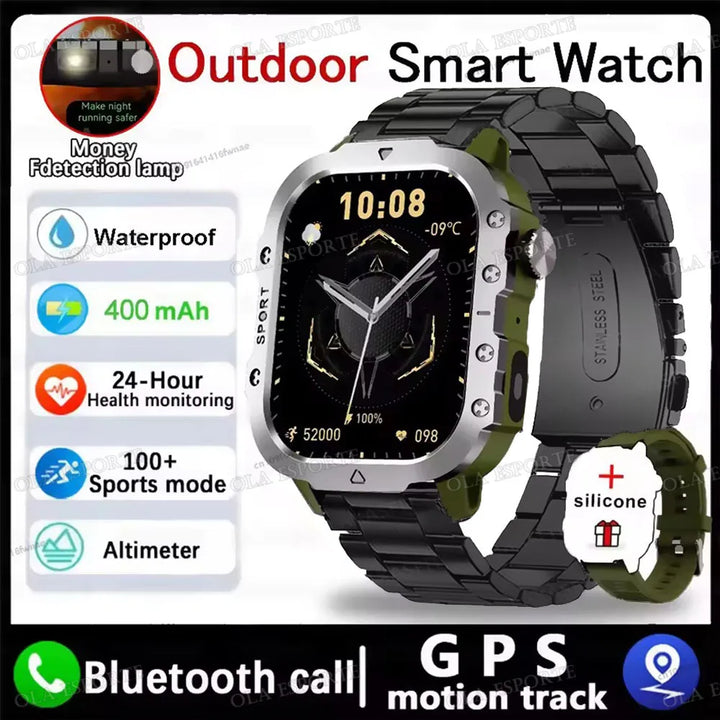 Reloj Inteligente Militar GPS — Linterna IP68 Bluetooth Hombre &amp; Mujer