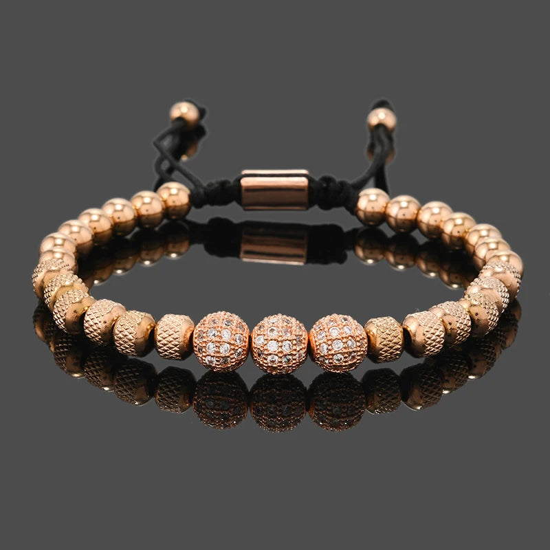 Pulsera Royal CZ Ball | Acero Inoxidable | Joyería de Lujo para Hombre