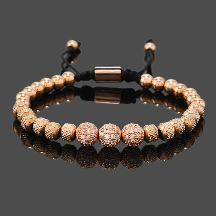 Pulsera Royal CZ Ball | Acero Inoxidable | Joyería de Lujo para Hombre