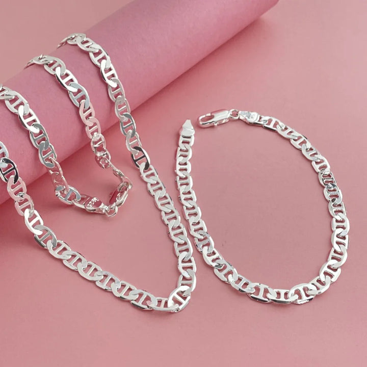 Conjunto Cadena Clásica Plata 925 — Collar y Pulsera