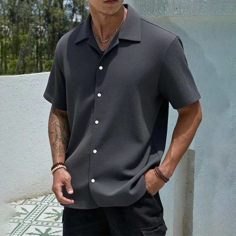 Camisa Streetwear Holgada de Manga Corta