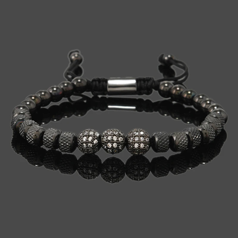 Pulsera Royal CZ Ball | Acero Inoxidable | Joyería de Lujo para Hombre