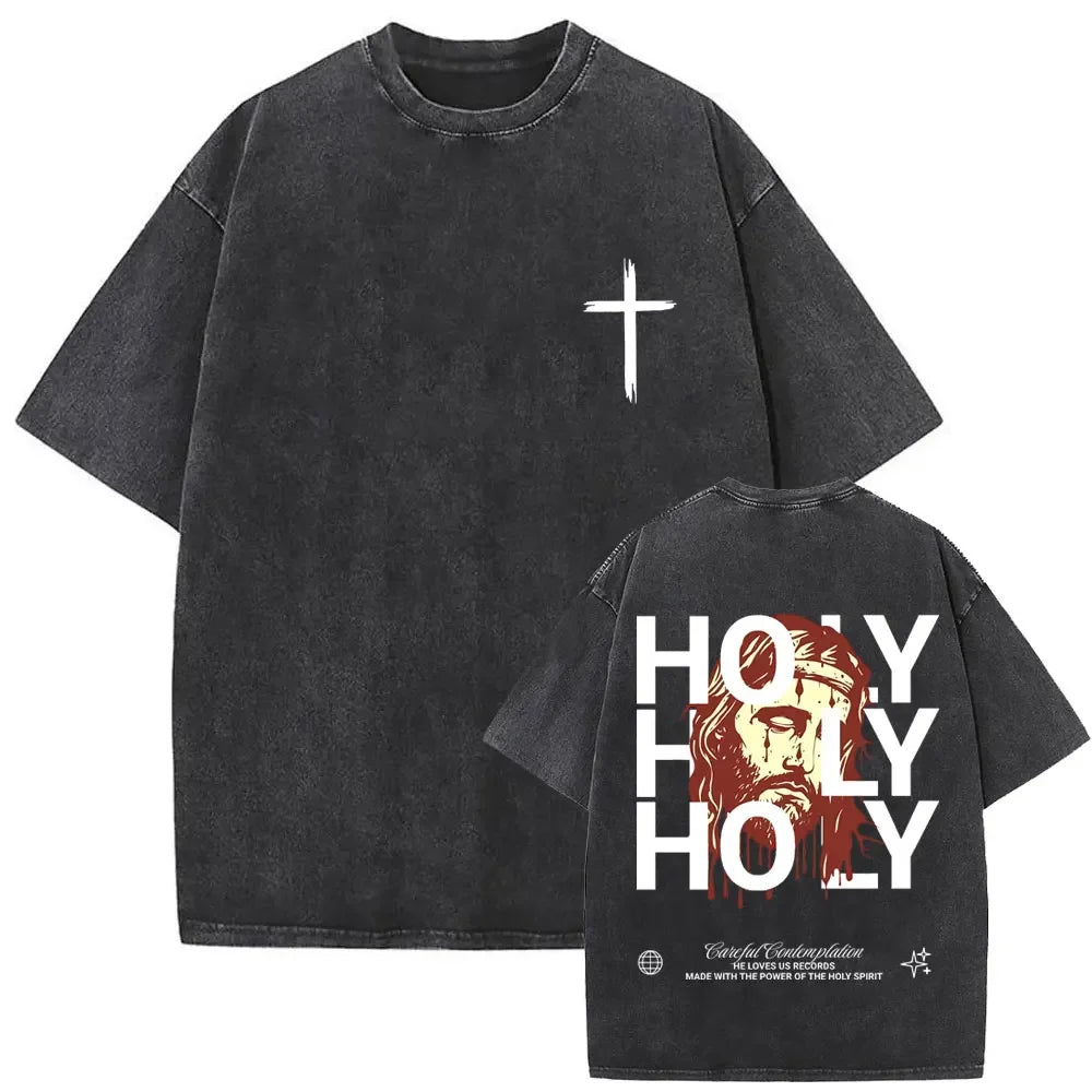 Camiseta Vintage Gótica Oversized con Estampado