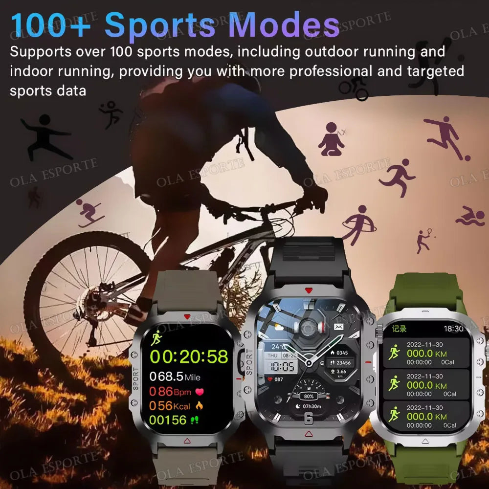 Reloj Inteligente Militar GPS — Linterna IP68 Bluetooth Hombre &amp; Mujer