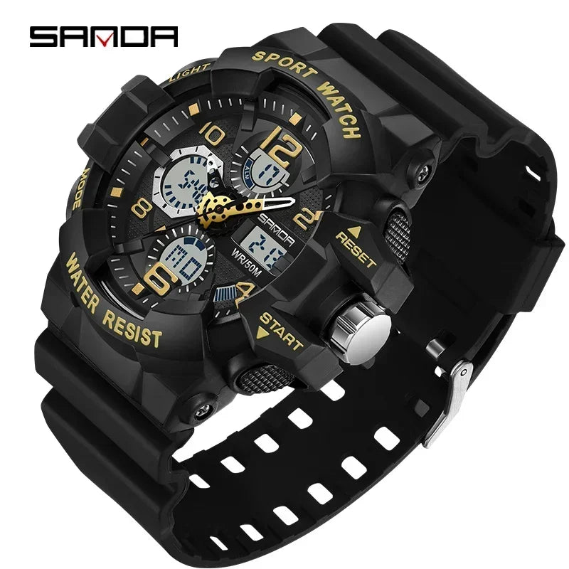 Reloj Militar SANDA Hombre — Digital Deportivo Resistente al Agua