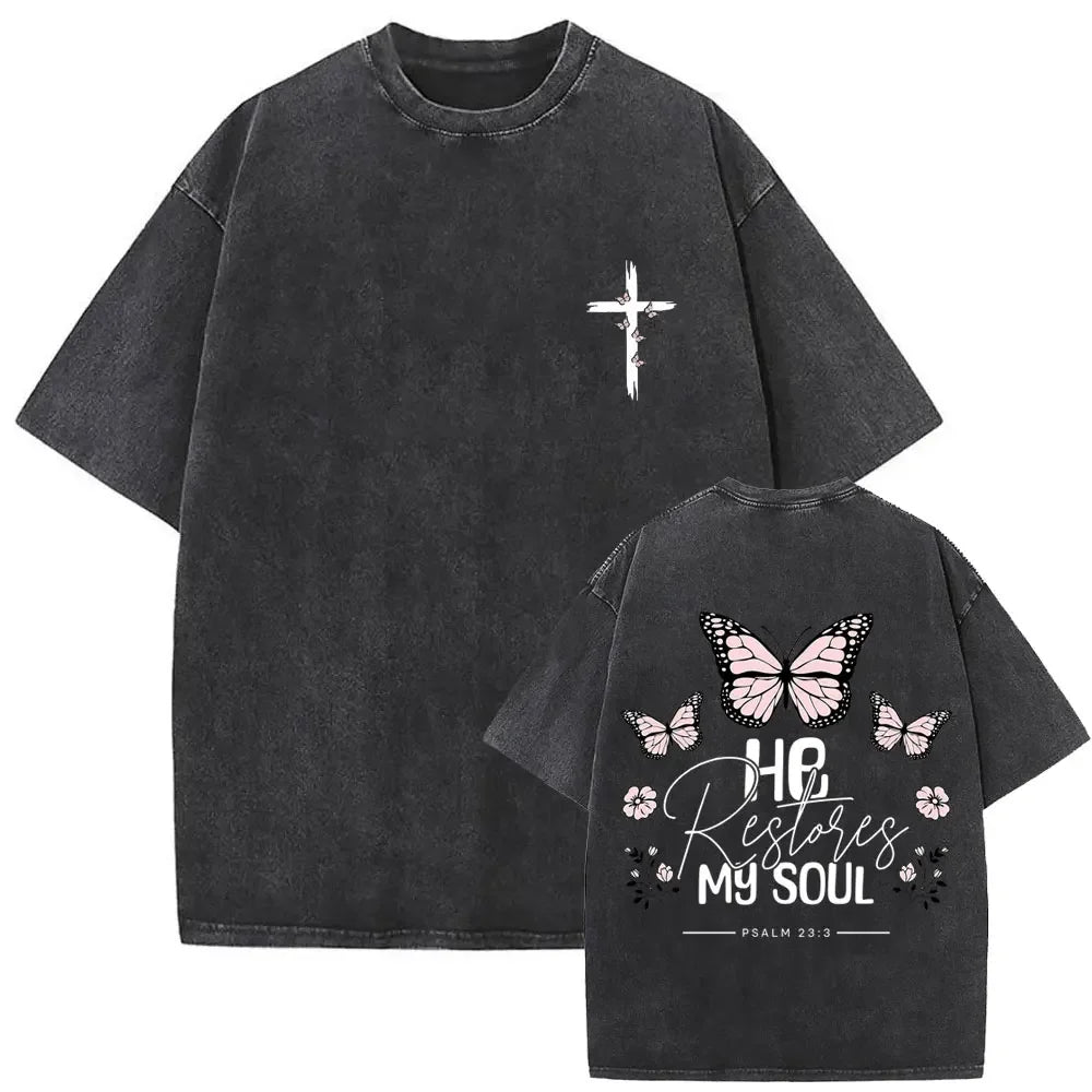Camiseta Vintage Gótica Oversized con Estampado