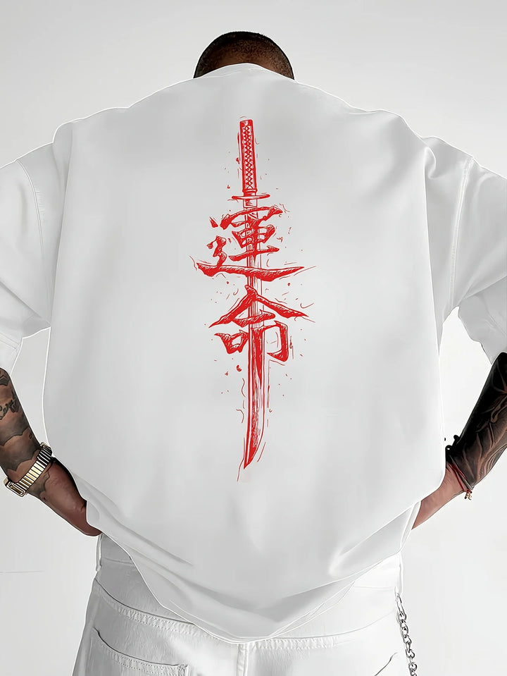 Camiseta de Algodón 100% con Estampado Samurái