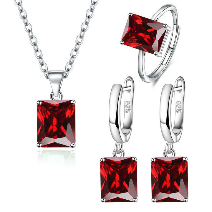 Conjunto Elegante Plata 925 — Anillo, Pendientes y Collar