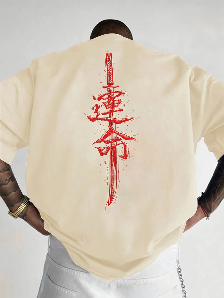 Camiseta de Algodón 100% con Estampado Samurái