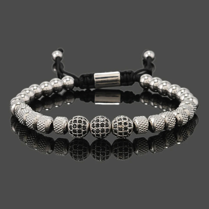 Pulsera Royal CZ Ball | Acero Inoxidable | Joyería de Lujo para Hombre