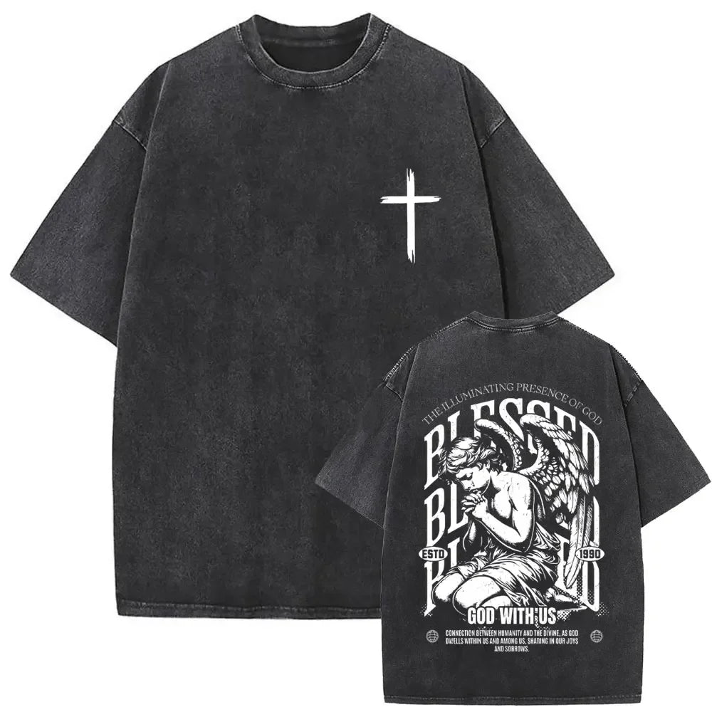 Camiseta Vintage Gótica Oversized con Estampado