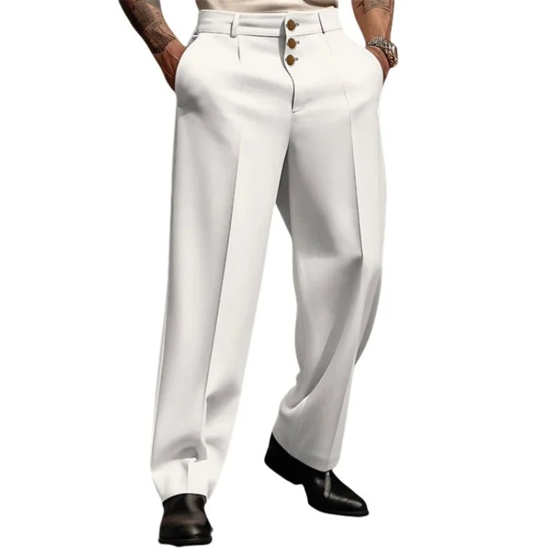 Pantalón Ancho Formal Hombre — Corte Recto Premium