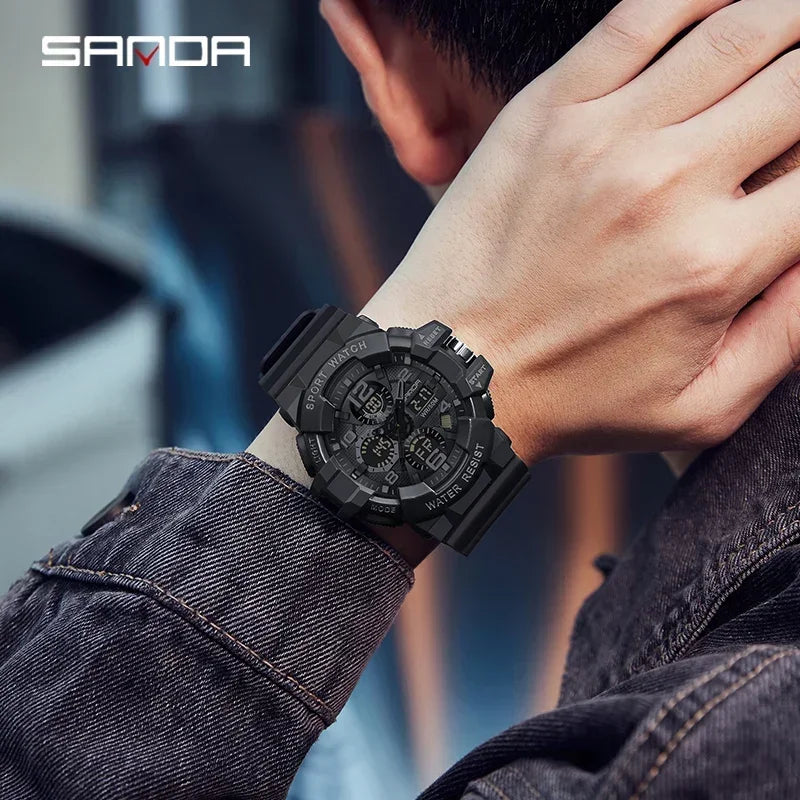 Reloj Militar SANDA Hombre — Digital Deportivo Resistente al Agua