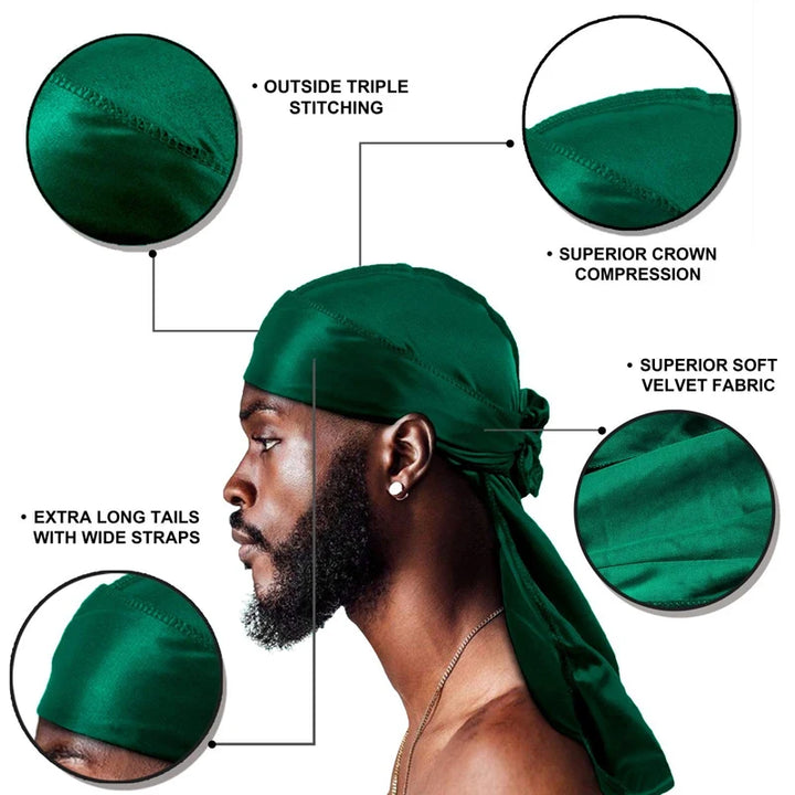 Durag de Seda Hombre — Cola Larga Transpirable