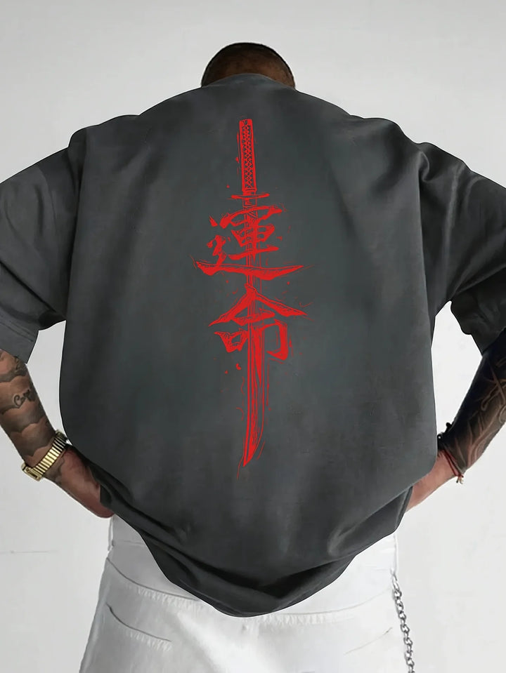 Camiseta de Algodón 100% con Estampado Samurái
