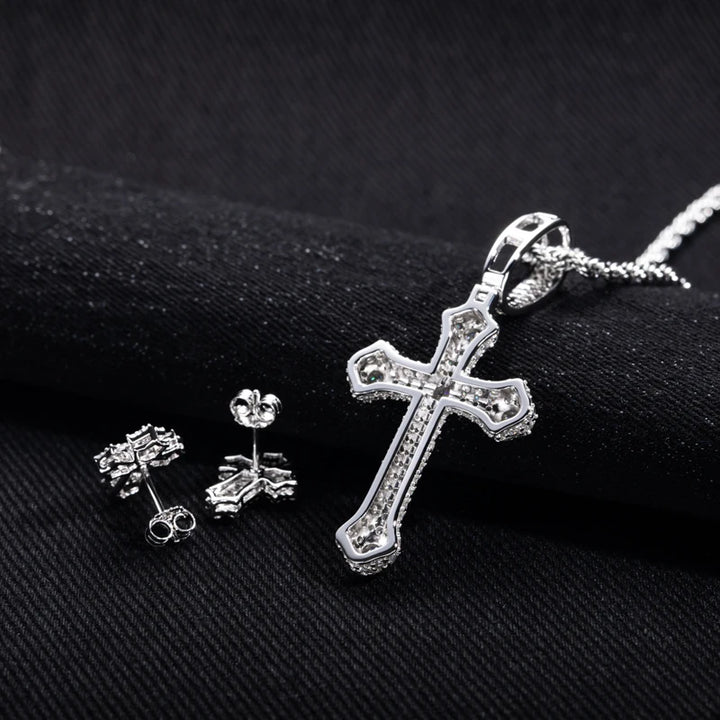MossanRappr-collar cruzado clásico de moissanita, pendientes de Hip Hop helados para hombres y mujeres, joyería fina de Plata de Ley 925, regalos