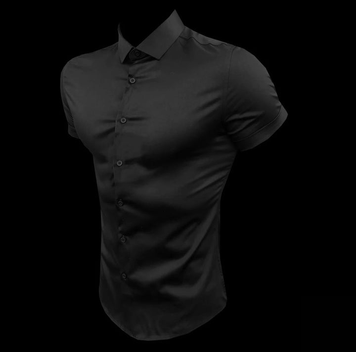 Camisa Manga Corta Ajustada Hombre — Verano Lujo