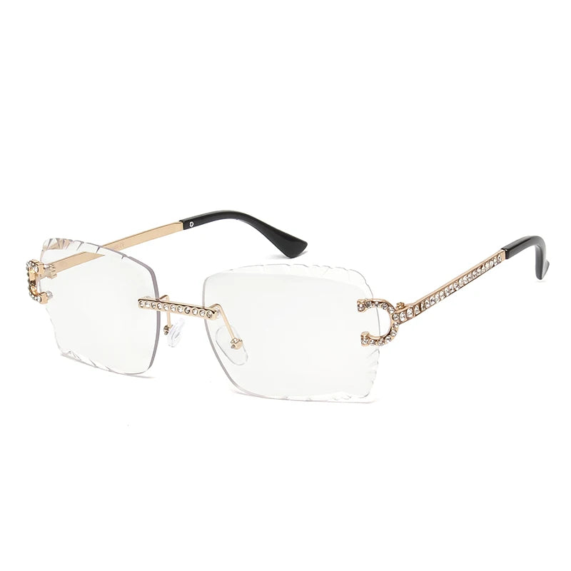 Gafas de Sol Cuadradas Sin Montura | Gemas &amp; Corte Diamante | Darez Wear
