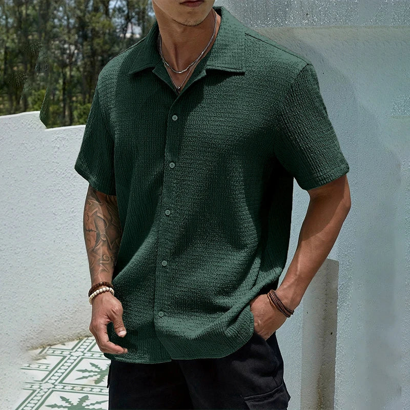 Camisa Streetwear Holgada de Manga Corta