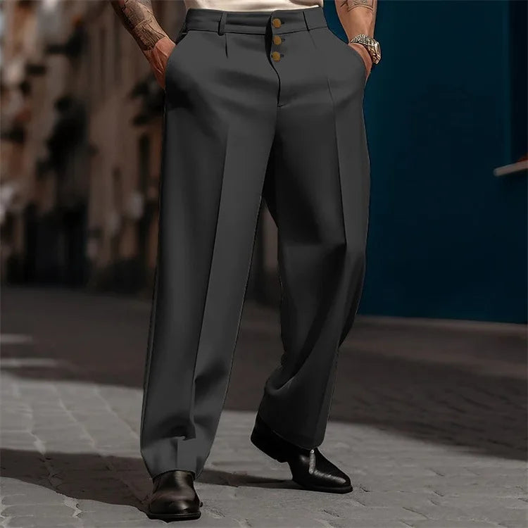 Pantalón Ancho Formal Hombre — Corte Recto Premium