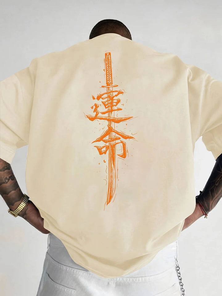 Camiseta de Algodón 100% con Estampado Samurái