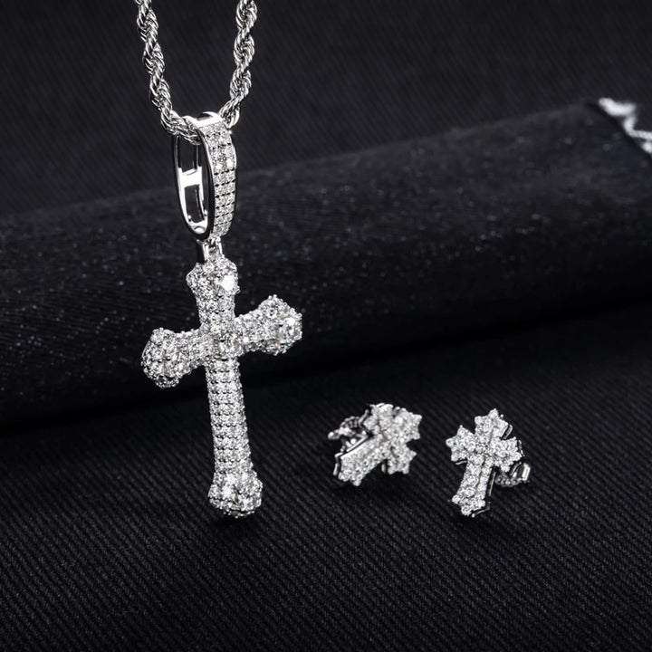 MossanRappr-collar cruzado clásico de moissanita, pendientes de Hip Hop helados para hombres y mujeres, joyería fina de Plata de Ley 925, regalos